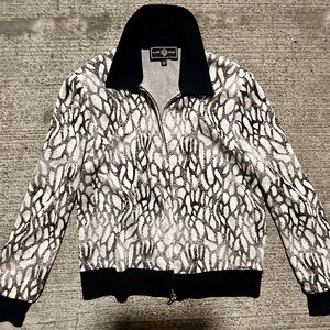 Black & White Vintage St. John Sport by Marie Gray Knit Zip Jacket